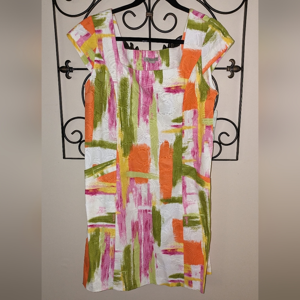 Kim Rogers Colorful Brushstroke Midi Dress
